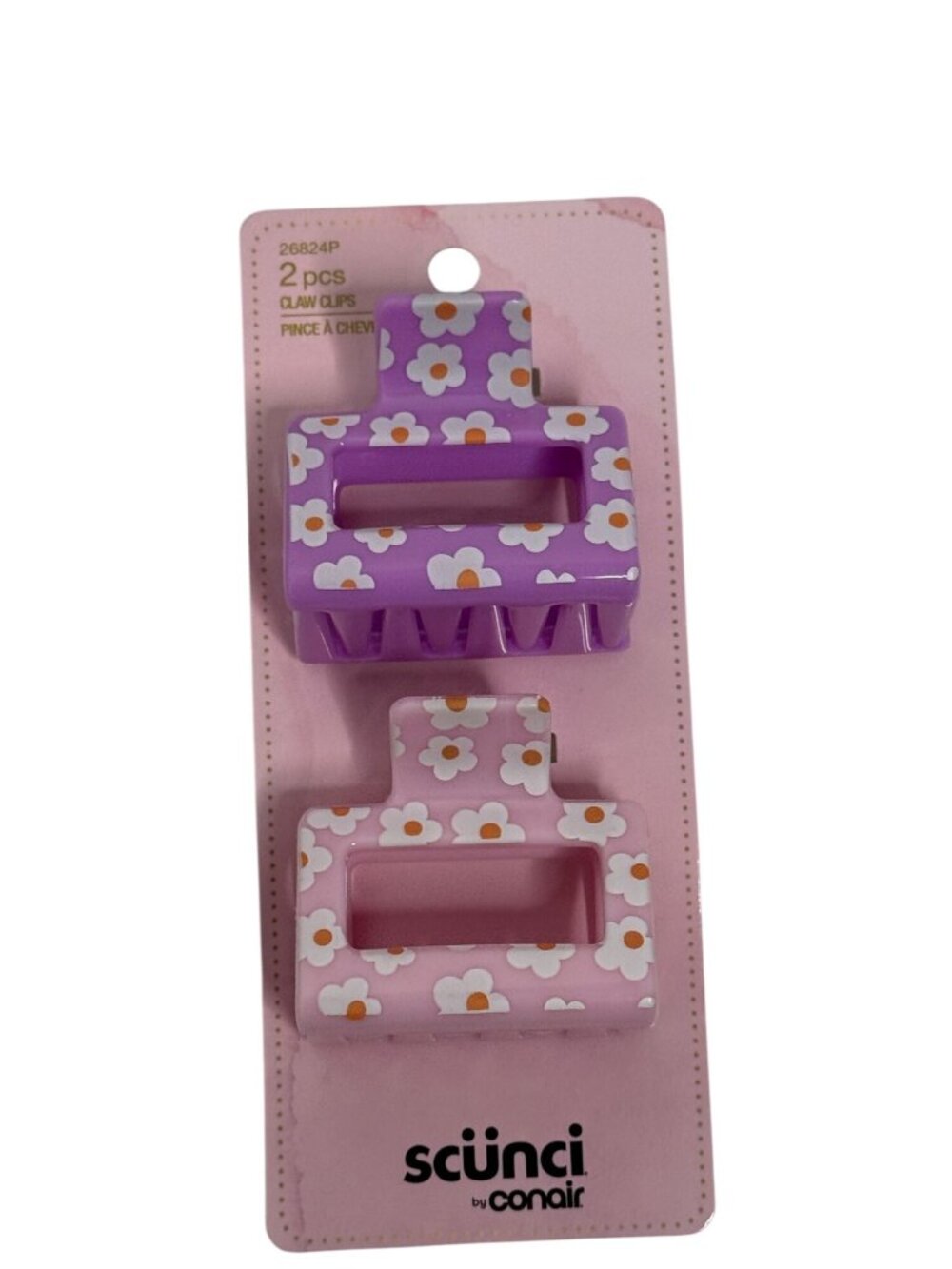 Scunci Pink Purple Floral Claw Clip Set 2 Pc